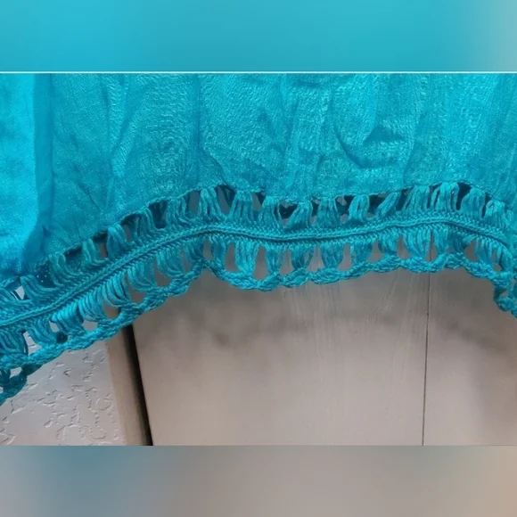 Swimsuit Coverup Batwing Sleeves Crochet Lace Edging Resort Vacay Beach Vacation - Picture 7 of 10